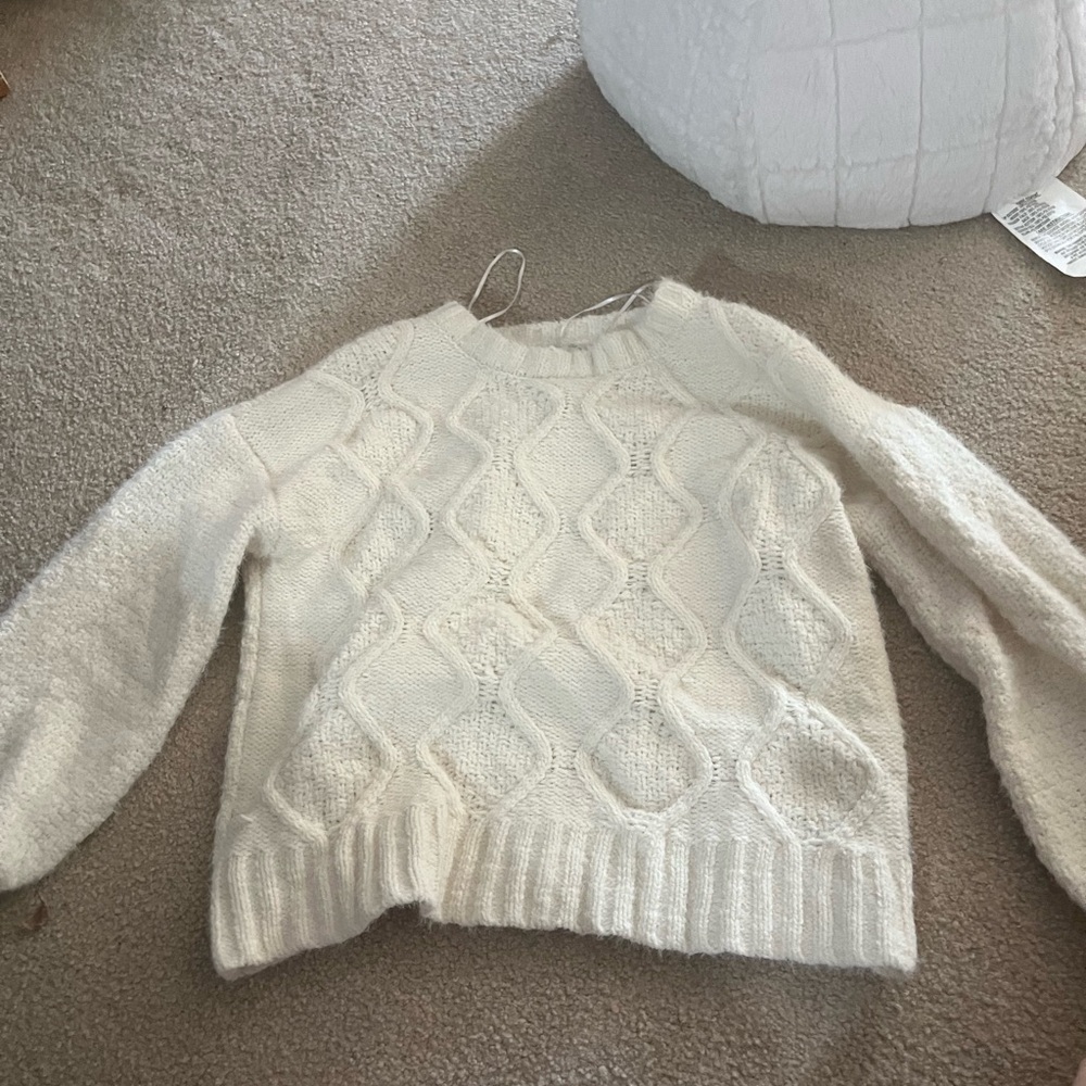 Pink Rose White Sweater